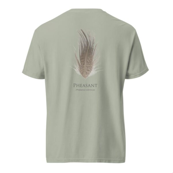 Screenshot Green T-shirt with pheasant feather design.