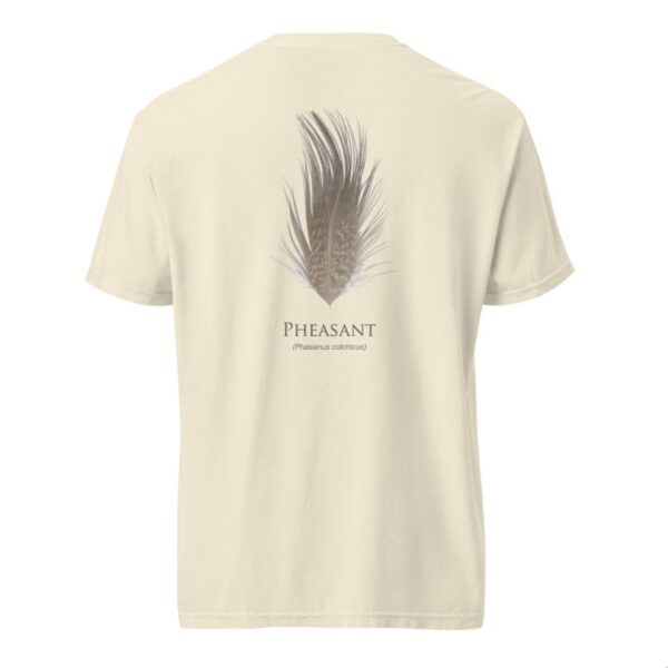 Screenshot Beige T-shirt with pheasant feather design.