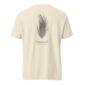 Beige T-shirt with pheasant feather design.