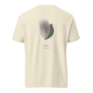 Beige t-shirt with a feather design