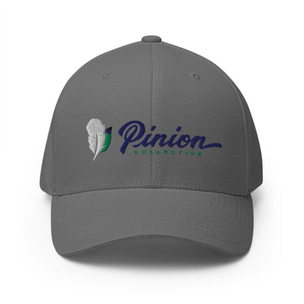 closed-back-structured-cap-grey-front-6827ff180fbed.jpg Gray cap with embroidered logo Pinion Collective.
