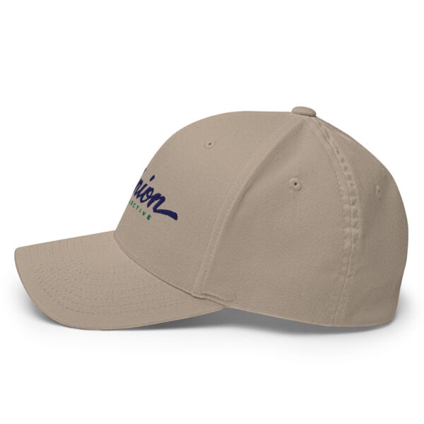 closed-back-structured-cap-khaki-left-6827ff1813b65.jpg Beige baseball cap with embroidered blue logo.