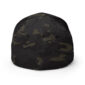 Black camo-patterned cap, rear view