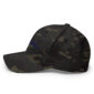 Black camo baseball cap with embroidered logo