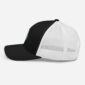 Black and white trucker cap side view