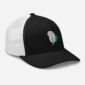 Black cap with white mesh panel and feather logo.