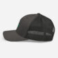 Black mesh trucker cap side view.