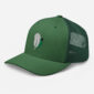 Green mesh trucker cap with feather logo
