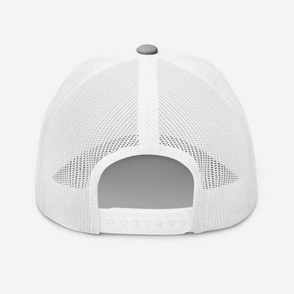 retro-trucker-hat-heather-grey-white-back-6827fdd5c2ac8.jpg Back view of white mesh trucker hat