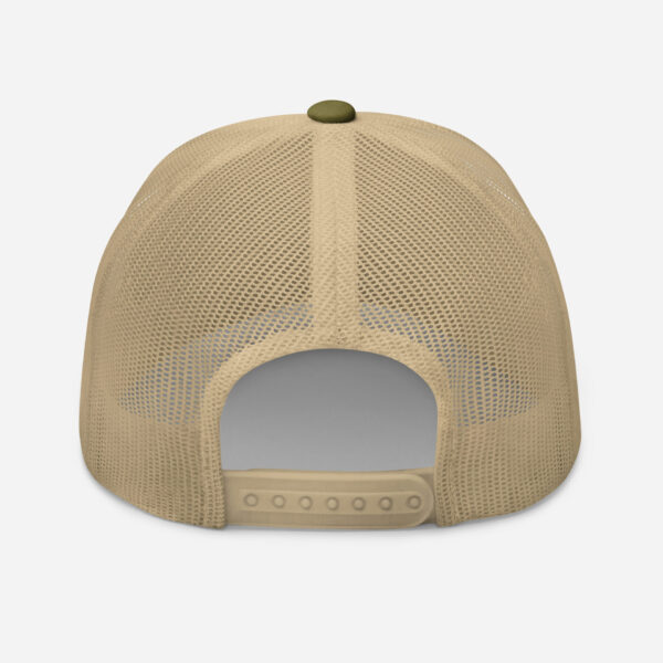 retro-trucker-hat-moss-khaki-back-6827fdd5c38b0.jpg Beige mesh trucker hat back view