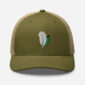 Olive green cap with feather embroidery