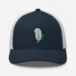 Navy cap with white feather logo design