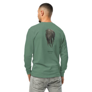 Man wearing green shirt with pintail design.