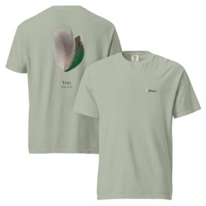 Teal Feather Comfort Colors® T-Shirt – Pinion Brands Upland Bird Heritage Tee | Soft 100% Cotton Outdoor Lifestyle Shirt