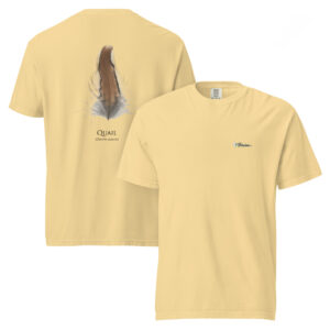 Yellow T-shirt with quail feather design