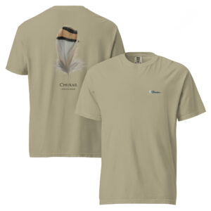 Beige T-shirt with chukar feather design