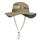 Khaki sun hat with chin strap and logo