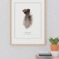 Framed turkey feather wall art above shelf
