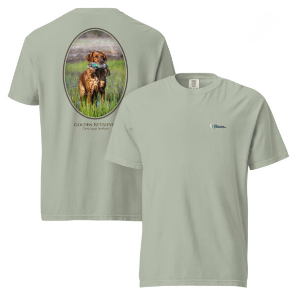 unisex-garment-dyed-heavyweight-t-shirt-bay-front-and-back-68dbf768a9303.jpg T-shirt with Golden Retriever design