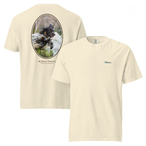 unisex-garment-dyed-heavyweight-t-shirt-ivory-front-and-back-68dbf72b9039b.jpg Boykin Spaniel t-shirt with dog water design