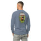 Man wearing long-sleeve shirt with dog image.