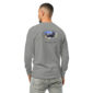 Man wearing Labrador Retriever graphic long-sleeve shirt.