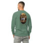 Man wearing dog print green long sleeve shirt