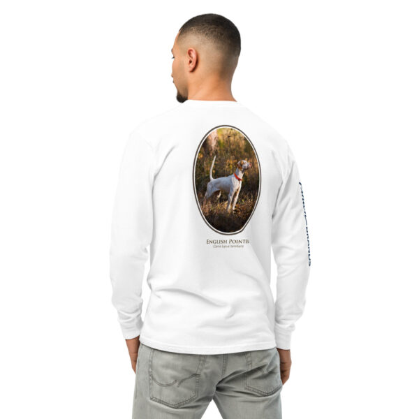 unisex-garment-dyed-heavyweight-long-sleeve-shirt-white-back-68e0083bafa15.jpg Back of shirt with English Pointer design.