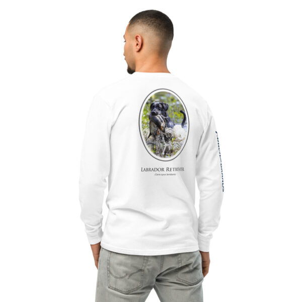 unisex-garment-dyed-heavyweight-long-sleeve-shirt-white-back-68e0098ab37d9.jpg Man wearing shirt with Labrador Retriever image