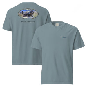 Blue Labrador Retriever t-shirt with back design.