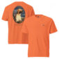 Orange t-shirt with Labrador Retriever print.