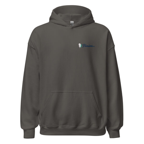 unisex-heavy-blend-hoodie-charcoal-front-6925fc8eb91a9.jpg Gray hoodie with small logo on chest