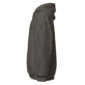 Side profile of gray hooded sweatshirt