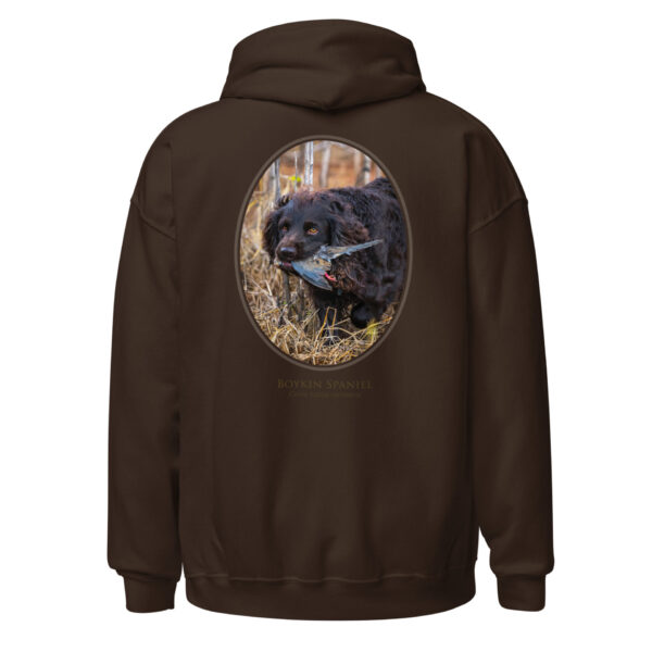 unisex-heavy-blend-hoodie-dark-chocolate-back-6925bd641154e.jpg Brown hoodie with hunting dog print.