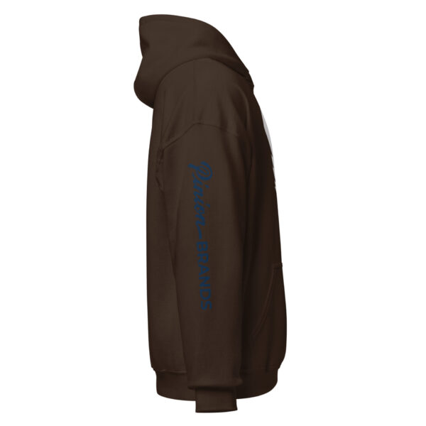 unisex-heavy-blend-hoodie-dark-chocolate-right-6925f8f27522e.jpg Brown hoodie with blue script on sleeve