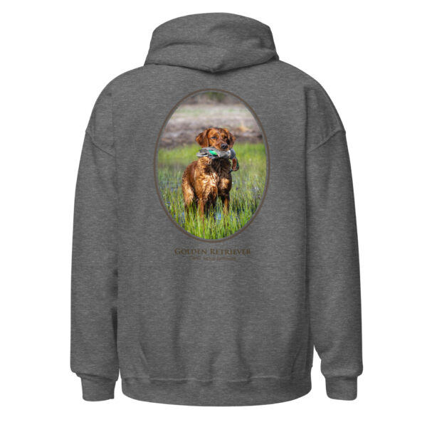 unisex-heavy-blend-hoodie-graphite-heather-back-6925c19ba68f8.jpg Gray hoodie with Golden Retriever print