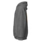 Gray hoodie side view with long sleeves.