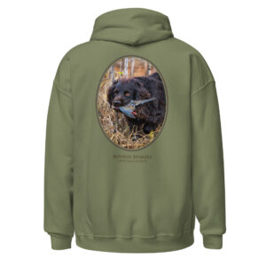 Olive hoodie with Boykin Spaniel dog image.