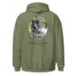 Green hoodie with Labrador Retriever design.