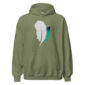 Olive hoodie with feather design