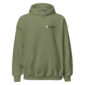 Green hoodie with minimalist logo design