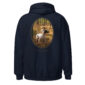 Navy hoodie with English Pointer dogs design.