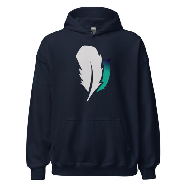 unisex-heavy-blend-hoodie-navy-front-6925f8f271030.jpg Navy hoodie with feather design on front.