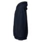 Side view navy blue hoodie with pocket.