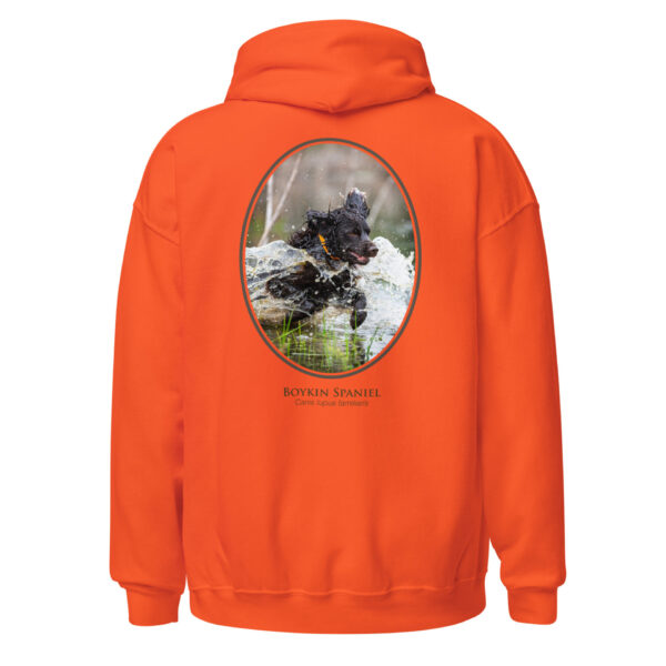 unisex-heavy-blend-hoodie-orange-back-6925c01e23343.jpg Orange hoodie with Boykin Spaniel design