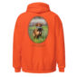 Orange hoodie with Golden Retriever design.