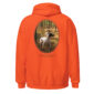 Orange hoodie featuring English Pointer dogs design.