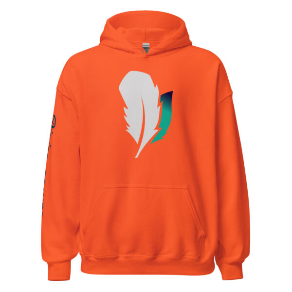 unisex-heavy-blend-hoodie-orange-front-6925f8f287e07.jpg Orange hoodie with white feather design