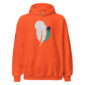 Orange hoodie with white feather design