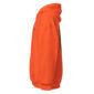 Side view of orange hoodie.
